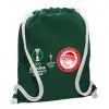 Τσάντα πλάτης πουγκί GYMBAG BOTTLE GREEN, με τσέπη (40x48cm) & χονδρά λευκά κορδόνια