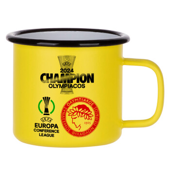 Olympiacos UEFA Europa Conference League Champion 2024, Κούπα Μεταλλική εμαγιέ ΜΑΤ Κίτρινη 360ml