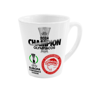 Olympiacos UEFA Europa Conference League Champion 2024, Κούπα κωνική Latte Λευκή, κεραμική, 300ml