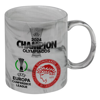 Olympiacos UEFA Europa Conference League Champion 2024, Κούπα κεραμική, marble style (μάρμαρο), 330ml