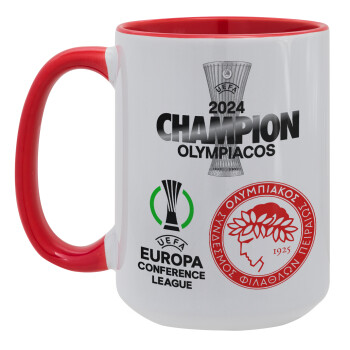 Olympiacos UEFA Europa Conference League Champion 2024, Κούπα Mega 15oz, κεραμική Κόκκινη, 450ml