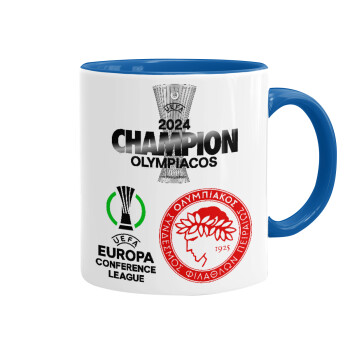 Olympiacos UEFA Europa Conference League Champion 2024, Κούπα χρωματιστή μπλε, κεραμική, 330ml