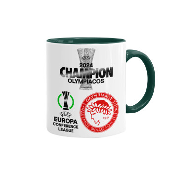 Olympiacos UEFA Europa Conference League Champion 2024, Mug colored green, ceramic, 330ml