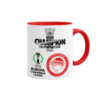 Olympiacos UEFA Europa Conference League Champion 2024, Mug colored red, ceramic, 330ml