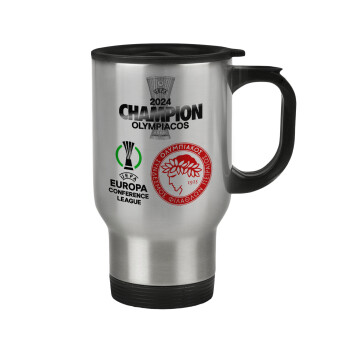 Olympiacos UEFA Europa Conference League Champion 2024, Stainless steel travel mug with lid, double wall 450ml