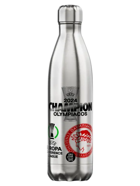 Olympiacos UEFA Europa Conference League Champion 2024 — Inox (Stainless steel) hot metal mug, double wall, 750ml