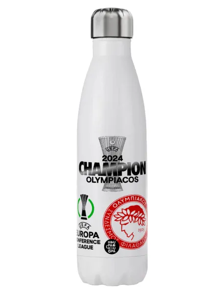 Olympiacos UEFA Europa Conference League Champion 2024 — Μεταλλικό παγούρι θερμός (Stainless steel), διπλού τοιχώματος, 750ml