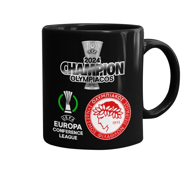 Olympiacos UEFA Europa Conference League Champion 2024 — Mug black, ceramic, 330ml