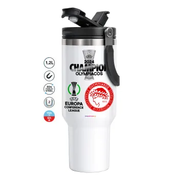 Olympiacos UEFA Europa Conference League Champion 2024, Mega Stainless steel Tumbler with lid, double wall 1,2L