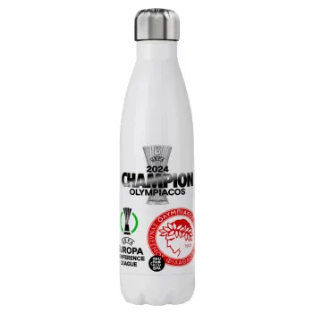 Olympiacos UEFA Europa Conference League Champion 2024, Μεταλλικό παγούρι θερμός (Stainless steel), διπλού τοιχώματος, 750ml
