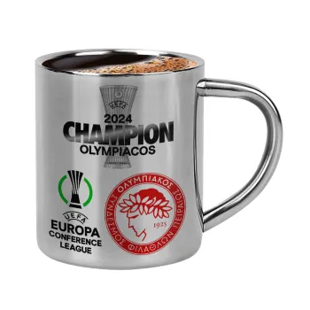 Olympiacos UEFA Europa Conference League Champion 2024, Double-wall metal cup for espresso (220ml)