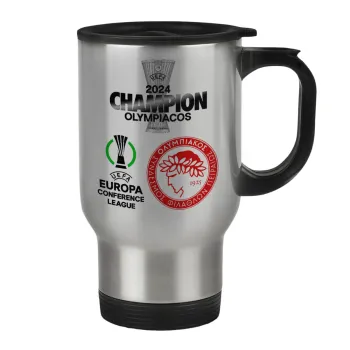 Olympiacos UEFA Europa Conference League Champion 2024, Stainless steel travel mug with lid, double wall 450ml