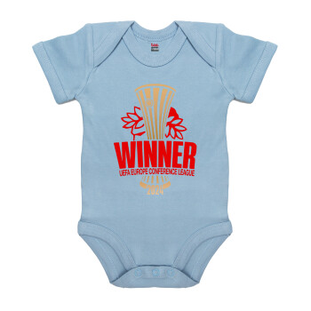 Europa Conference League WINNER, Βρεφικό φορμάκι μωρού, 0-18 μηνών, Μπλε, 100% Organic Cotton, κοντομάνικο