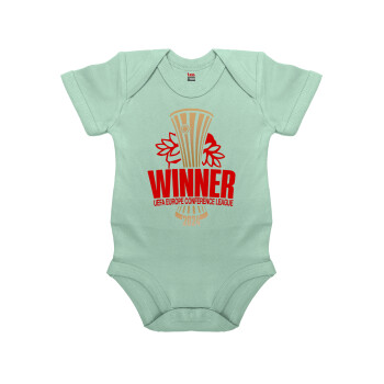 Europa Conference League WINNER, Βρεφικό φορμάκι μωρού, 0-18 μηνών, mint (Μέντα), 100% Organic Cotton, κοντομάνικο