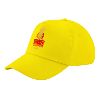 Europa Conference League WINNER, Child's Baseball Cap, 100% Cotton Twill, Yellow (COTTON, CHILD, UNISEX, ONE SIZE)