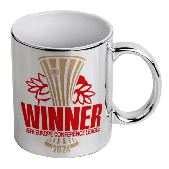 Europa Conference League WINNER, Mug ceramic, silver mirror, 330ml