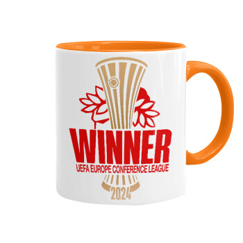 Europa Conference League WINNER, Mug colored orange, ceramic, 330ml
