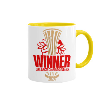 Europa Conference League WINNER, Mug colored yellow, ceramic, 330ml