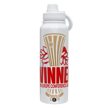 Europa Conference League WINNER, 1L Stainless Steel Thermal Bottle with Phone Holder & Double Wall Insulation
