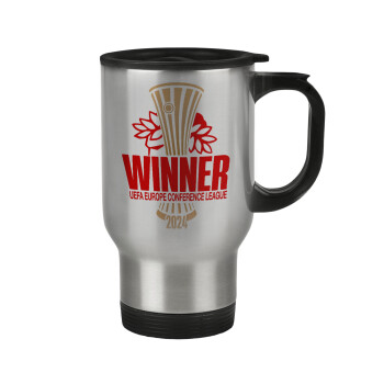Europa Conference League WINNER, Stainless steel travel mug with lid, double wall 450ml