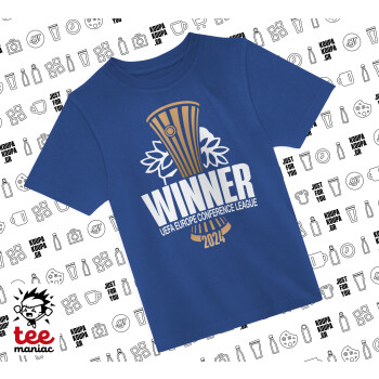 Europa Conference League WINNER, Παιδικό T-Shirt ΜΠΛΕ από 100% βαμβάκι, για κάθε μέρα. Vegan & OEKO-TEX πιστοποιημένο.