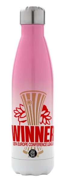 Europa Conference League WINNER — Metal mug thermos Pink/White (Stainless steel), double wall, 500ml