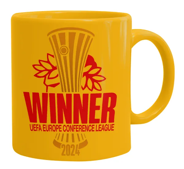 Europa Conference League WINNER — Ceramic coffee mug yellow, 330ml