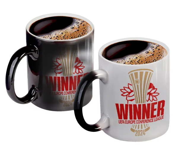 Europa Conference League WINNER — Color changing magic Mug, ceramic, 330ml when adding hot liquid inside, the black colour desappears (1 pcs)