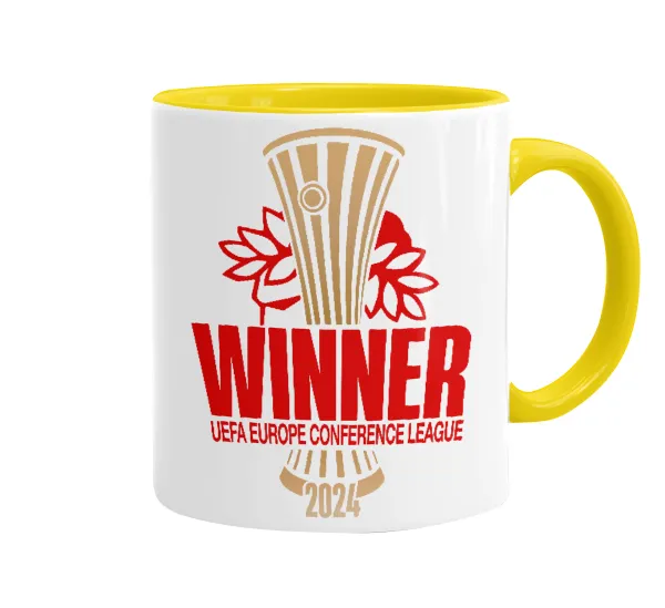 Europa Conference League WINNER — Mug colored yellow, ceramic, 330ml