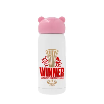 Europa Conference League WINNER, Ροζ ανοξείδωτο παγούρι θερμό (Stainless steel), 320ml