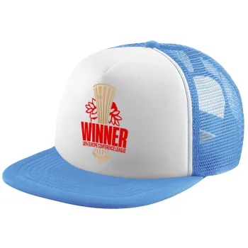 Europa Conference League WINNER, Child's Soft Trucker Hat with Blue/White Mesh (POLYESTER, CHILD, ONE SIZE)