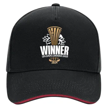 Europa Conference League WINNER, DRILL Adult Ultimate Hat BLACK/RED, (100% COTTON, ADULT, UNISEX, ONE SIZE)