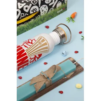 Europa Conference League WINNER, Πασχαλινή Λαμπάδα με παγούρι μεταλλικό (620ml, stainless steel) & κερί αρωματικό πλακέ (30cm) (ΤΙΡΚΟΥΑΖ)