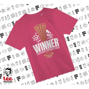 Europa Conference League WINNER, ΡΟΖ παιδικό T-Shirt από 100% βαμβάκι, για κάθε μέρα. Vegan & OEKO-TEX πιστοποιημένο.