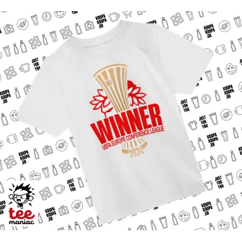 Europa Conference League WINNER, Άνετο παιδικό T-Shirt ΛΕΥΚΟ από 100% βαμβάκι, για κάθε μέρα. Vegan & OEKO-TEX πιστοποιημένο.