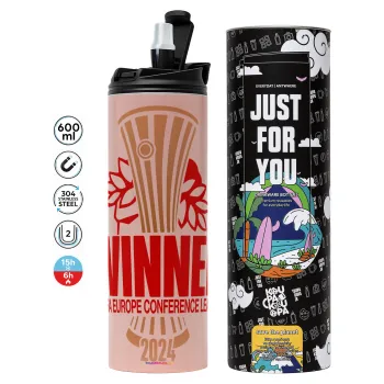 Europa Conference League WINNER, Tumbler stainless steel PINK 600ml