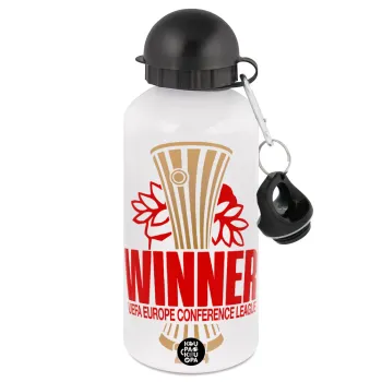 Europa Conference League WINNER, Metal water bottle, White, aluminum 500ml