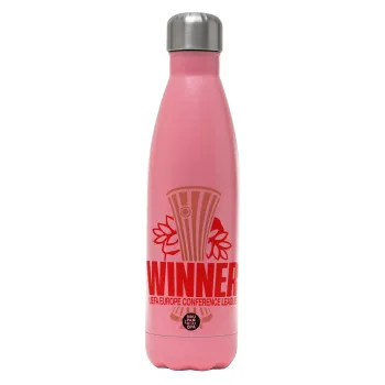 Europa Conference League WINNER, Metal mug thermos Pink Mat (Stainless steel), double wall, 500ml