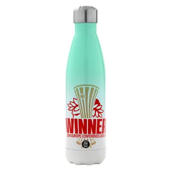 Europa Conference League WINNER, Μεταλλικό παγούρι θερμός Πράσινο/Λευκό (Stainless steel), διπλού τοιχώματος, 500ml