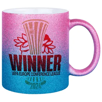 Europa Conference League WINNER, Κούπα Χρυσή/Μπλε Glitter, κεραμική, 330ml