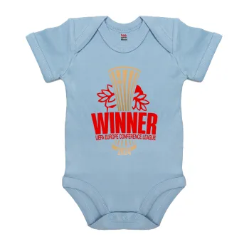 Europa Conference League WINNER, Βρεφικό φορμάκι μωρού, 0-18 μηνών, Μπλε, 100% Organic Cotton, κοντομάνικο