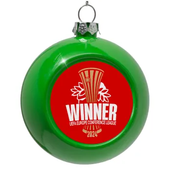Europa Conference League WINNER, Green Christmas tree ornament bauble 8cm