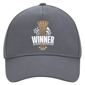 Europa Conference League WINNER, Καπέλο Ενηλίκων Ultimate Γκρι, (100% ΒΑΜΒΑΚΕΡΟ DRILL, ΕΝΗΛΙΚΩΝ, UNISEX, ONE SIZE)