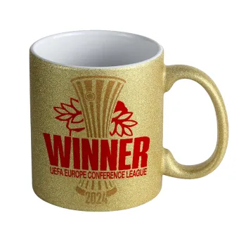 Europa Conference League WINNER, Κούπα Χρυσή Glitter που γυαλίζει, κεραμική, 330ml