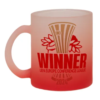 Europa Conference League WINNER, Κούπα γυάλινη δίχρωμη με βάση το κόκκινο ματ, 330ml