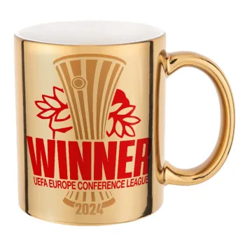 Europa Conference League WINNER, Κούπα κεραμική, χρυσή καθρέπτης, 330ml