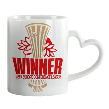 Europa Conference League WINNER, Mug heart handle, ceramic, 330ml