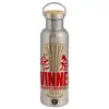 Stainless steel Silver with wooden lid (bamboo), double wall, 750ml