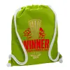 Backpack bag GYMBAG LIME GREEN, with pocket (40x48cm) & thick cords