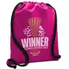 Backpack pouch GYMBAG Fuchsia, with pocket (40x48cm) & thick cords